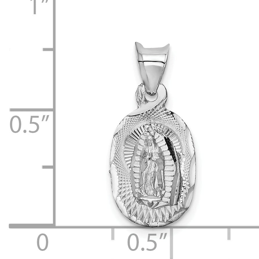 14k White Gold Our Lady of Guadalupe Oval Charm