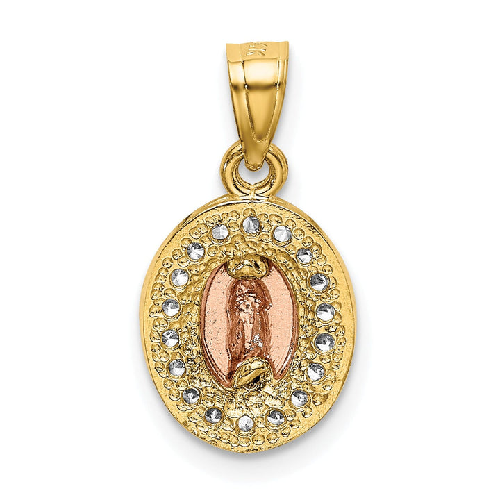 14k Two Tone Gold Oval Lady of Guadalupe Charm