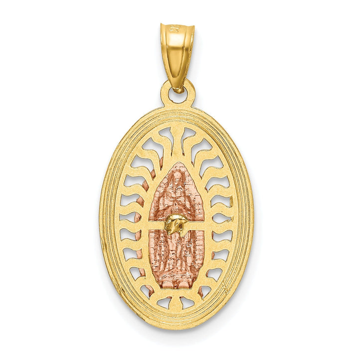 14k Two Tone Gold Oval Lady of Guadalupe Charm