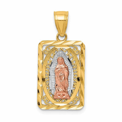 14 Two Tone Gold Square Lady of Guadalupe Charm