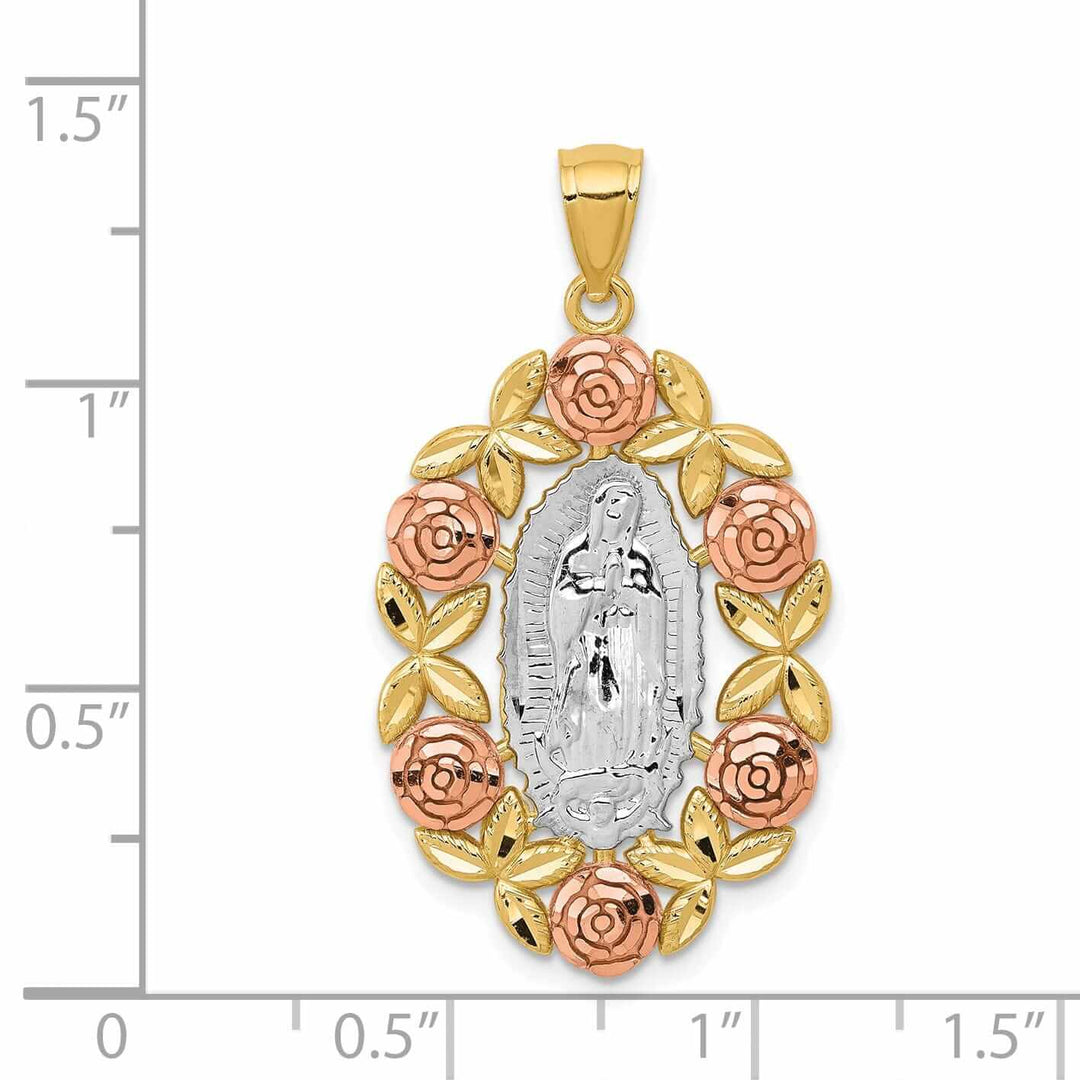 14 Two Tone Gold Our Lady of Guadalupe Pendant
