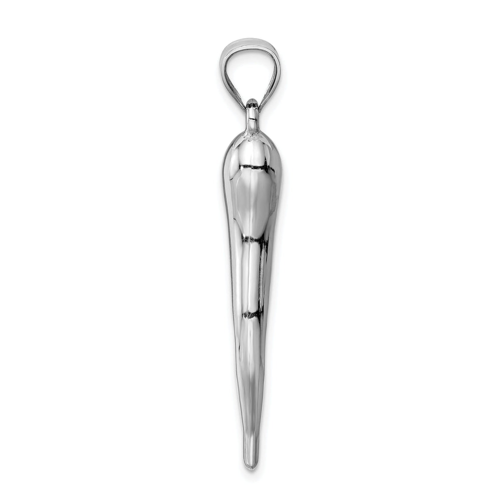 14k White Gold Hollow Casted Polished Finish 3-Dimensional Mne's Italian Horn Charm Pendant