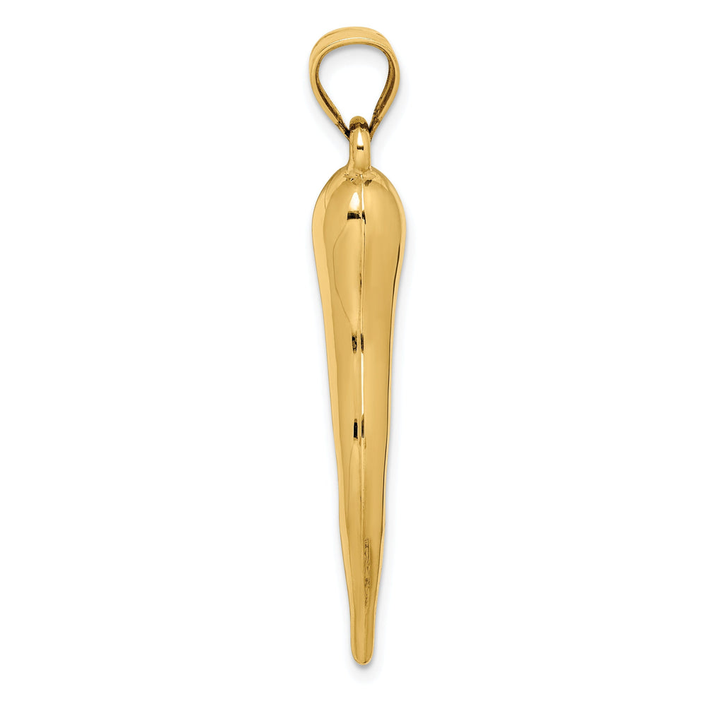 14k Yellow Gold Casted Hollow Polished Finish 3-Dimensional Men's Italian Horn Charm Pendant