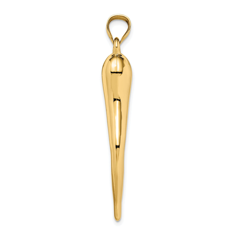 14k Yellow Gold Casted Hollow Polished Finish 3D Italian Horn Charm Pendant