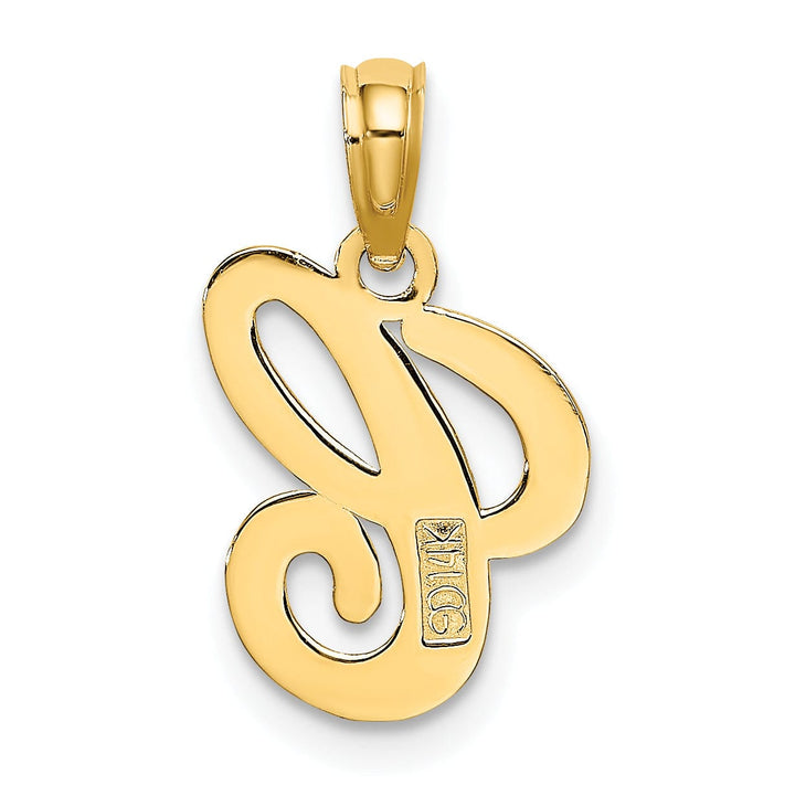 14K Yellow Gold Fancy Script Design Letter C Initial Charm Pendant