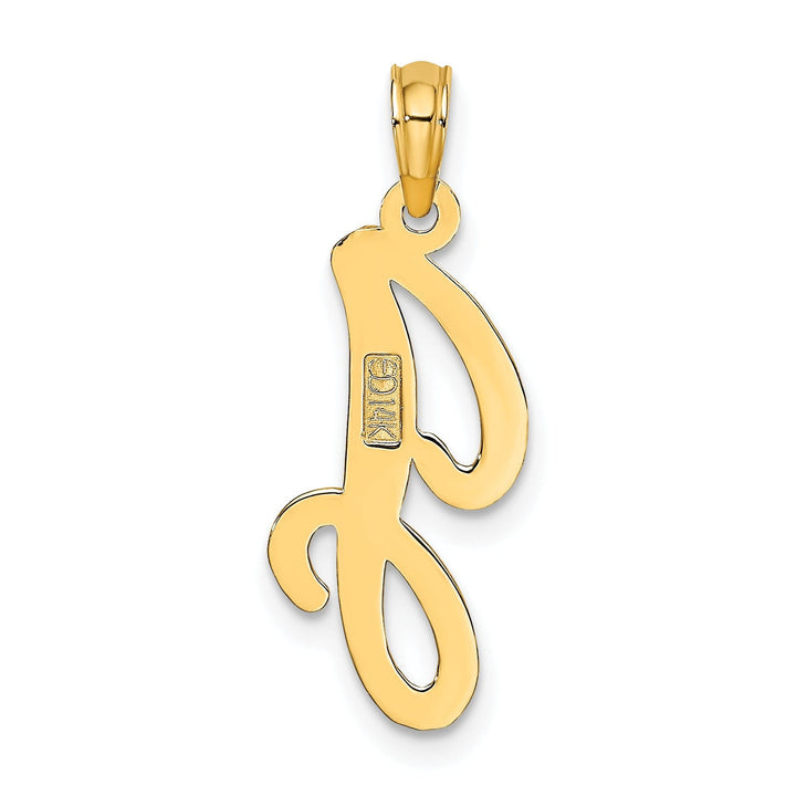 14K Yellow Gold Fancy Script Design Letter J Initial Charm Pendant