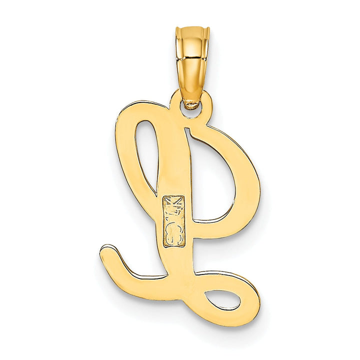 14K Yellow Gold Fancy Script Design Letter L Initial Charm Pendant