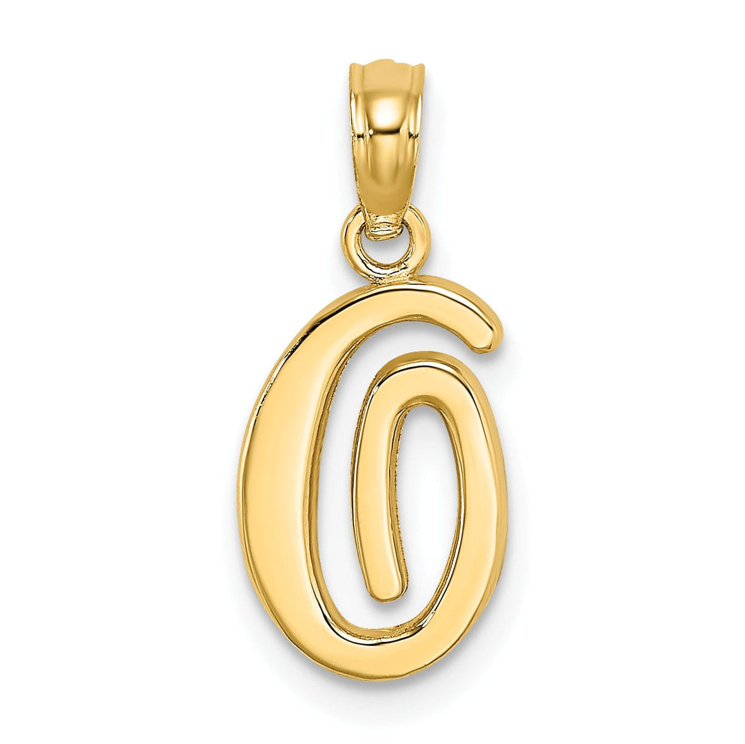 14K Yellow Gold Fancy Script Design Letter O Initial Charm Pendant