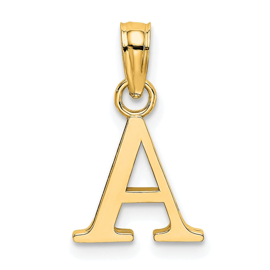 14K Yellow Gold Block Design Small Letter A Initial Charm Pendant