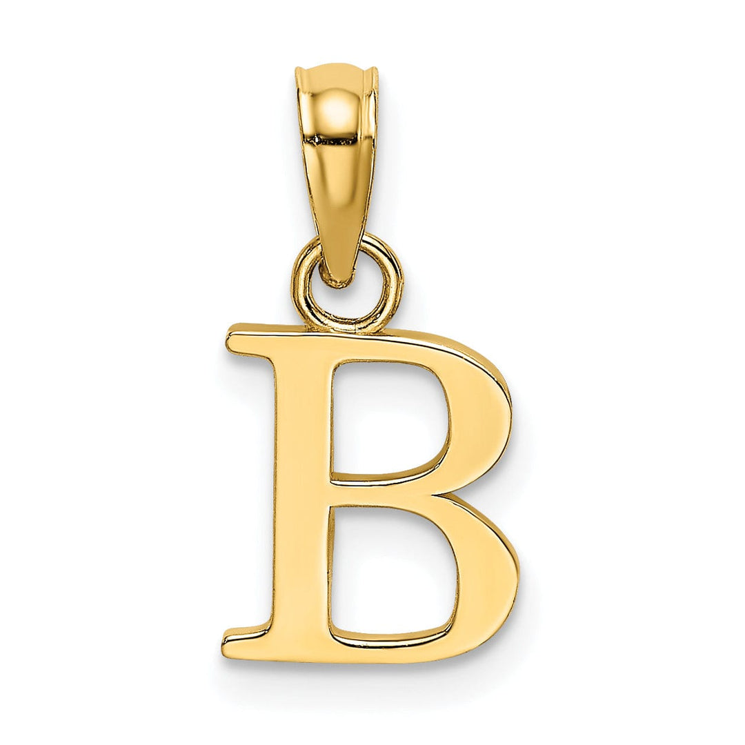 14K Yellow Gold Block Design Small Letter B Initial Pendant