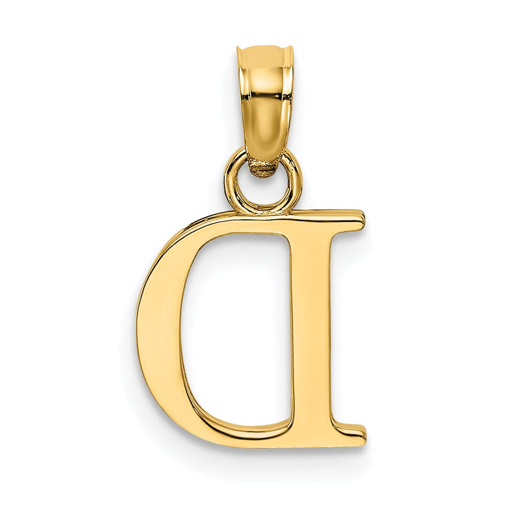 14K Yellow Gold Block Design Small Letter D Initial Charm Pendant