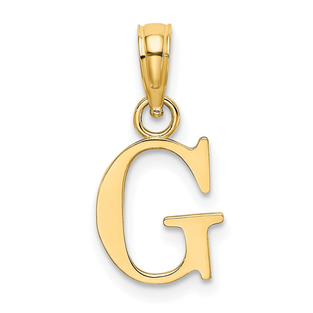 14K Yellow Gold Block Design Small Letter G Initial Charm Pendant