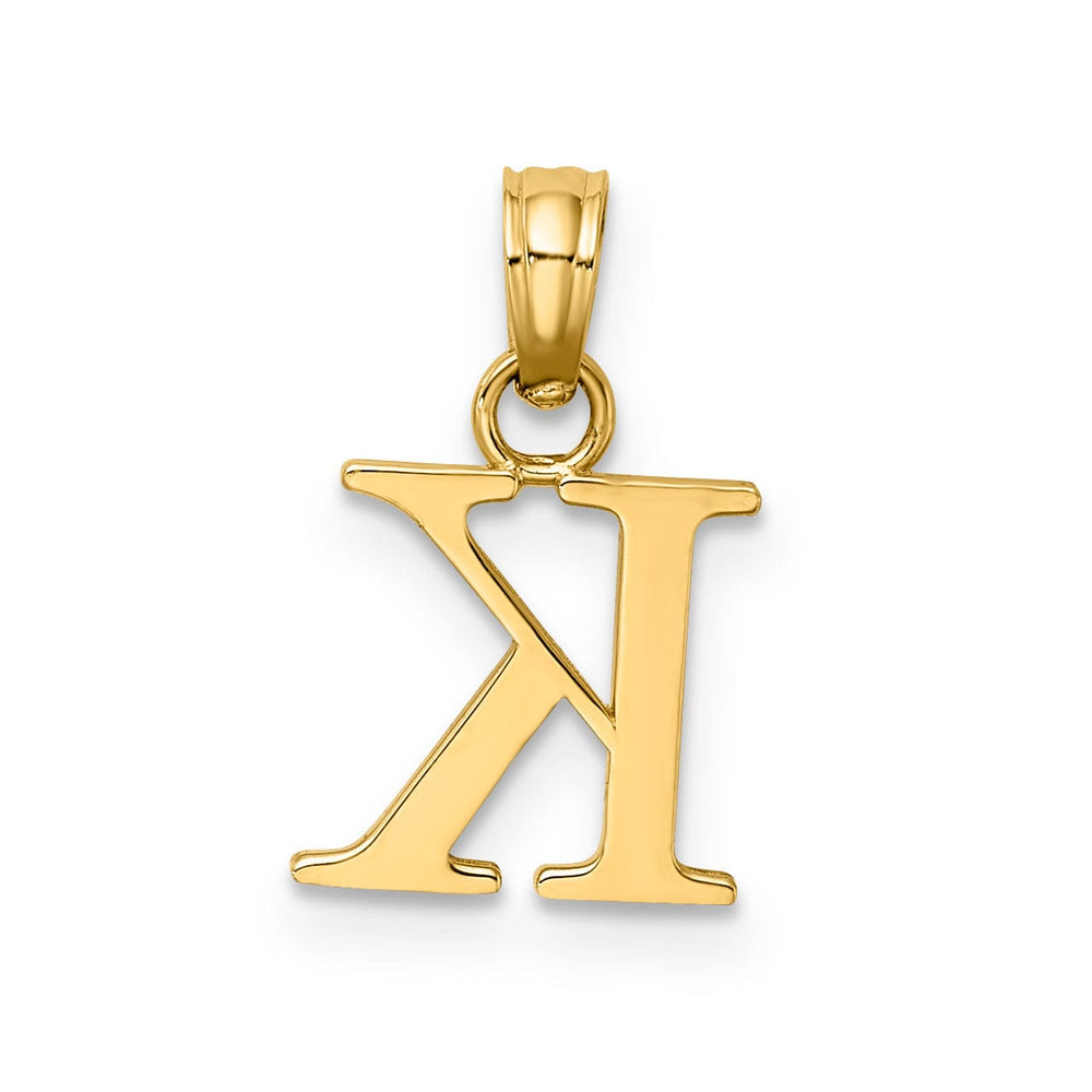 14K Yellow Gold Block Design Small Letter K Initial Charm Pendant