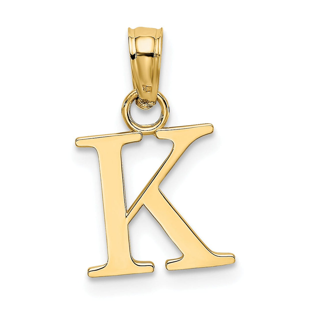 14K Yellow Gold Block Design Small Letter K Initial Charm Pendant