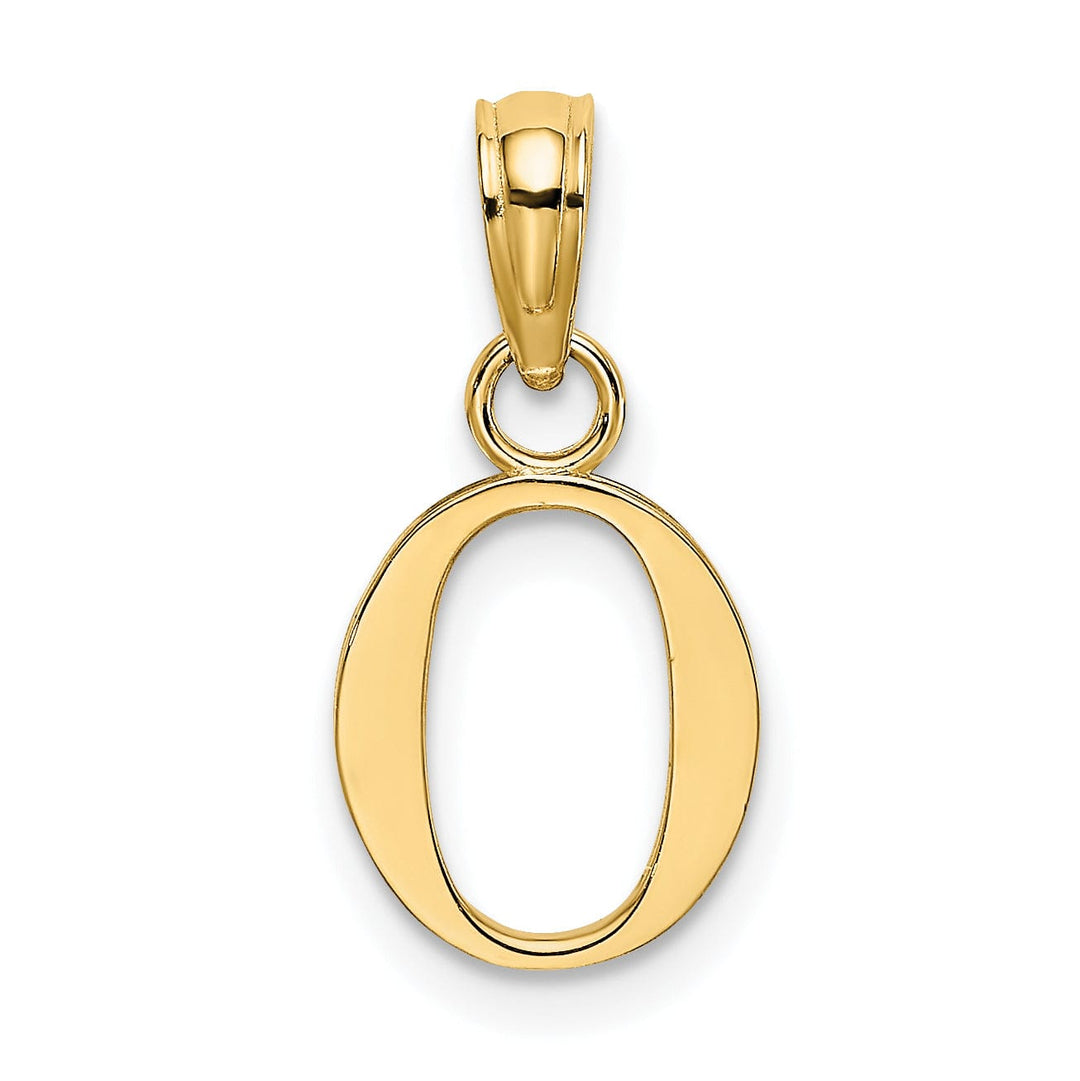 14K Yellow Gold Block Design Small Letter O Initial Charm Pendant