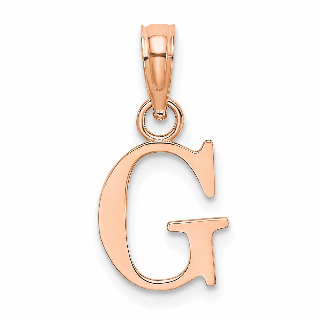 14K Rose Gold Block Design Small Letter G Initial Charm Pendant