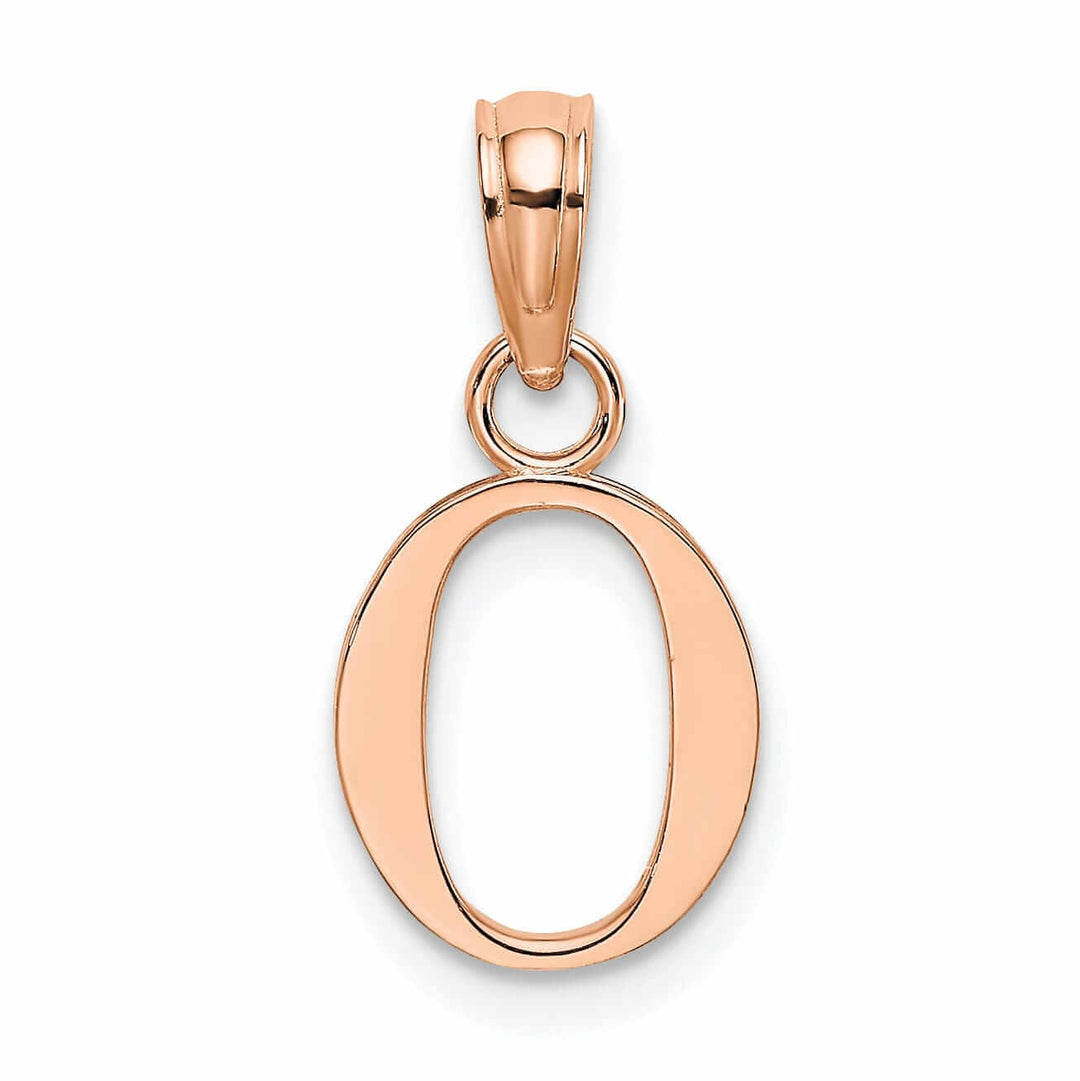 14K Rose Gold Block Design Small Letter O Initial Charm Pendant