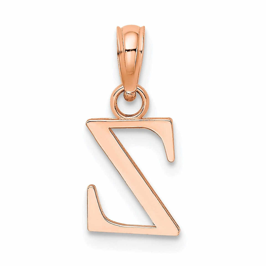 14K Rose Gold Block Design Small Letter Z Initial Charm Pendant