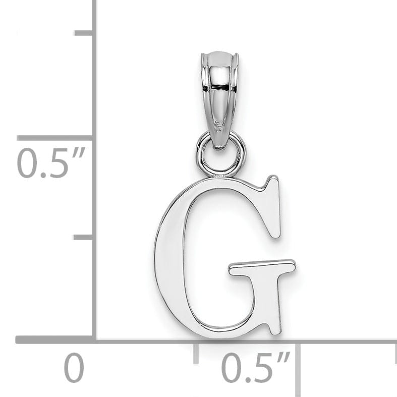 14K White Gold Block Design Small Letter G Initial Charm Pendant