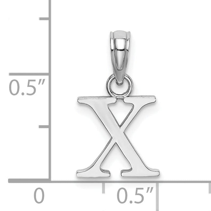 14K White Gold Block Design Small Letter X Initial Charm Pendant