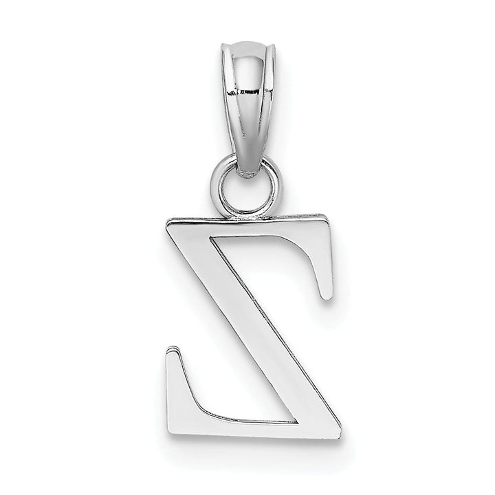 14K White Gold Block Design Small Letter Z Initial Charm Pendant