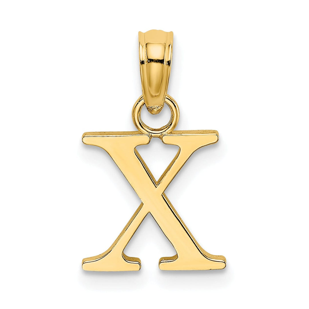 14K Yellow Gold Block Design Small Letter X Initial Charm Pendant