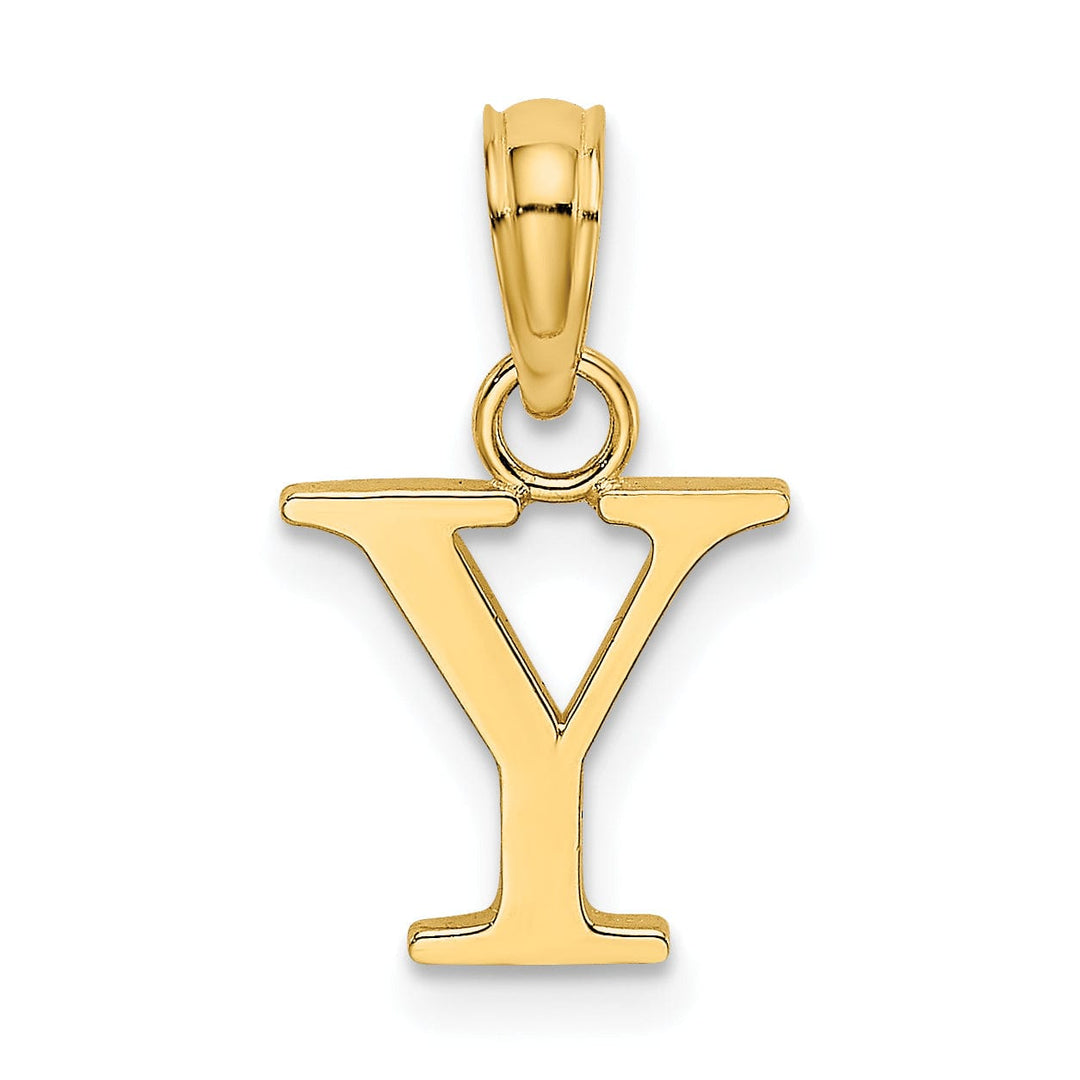 14K Yellow Gold Block Design Small Letter Y Initial Charm Pendant
