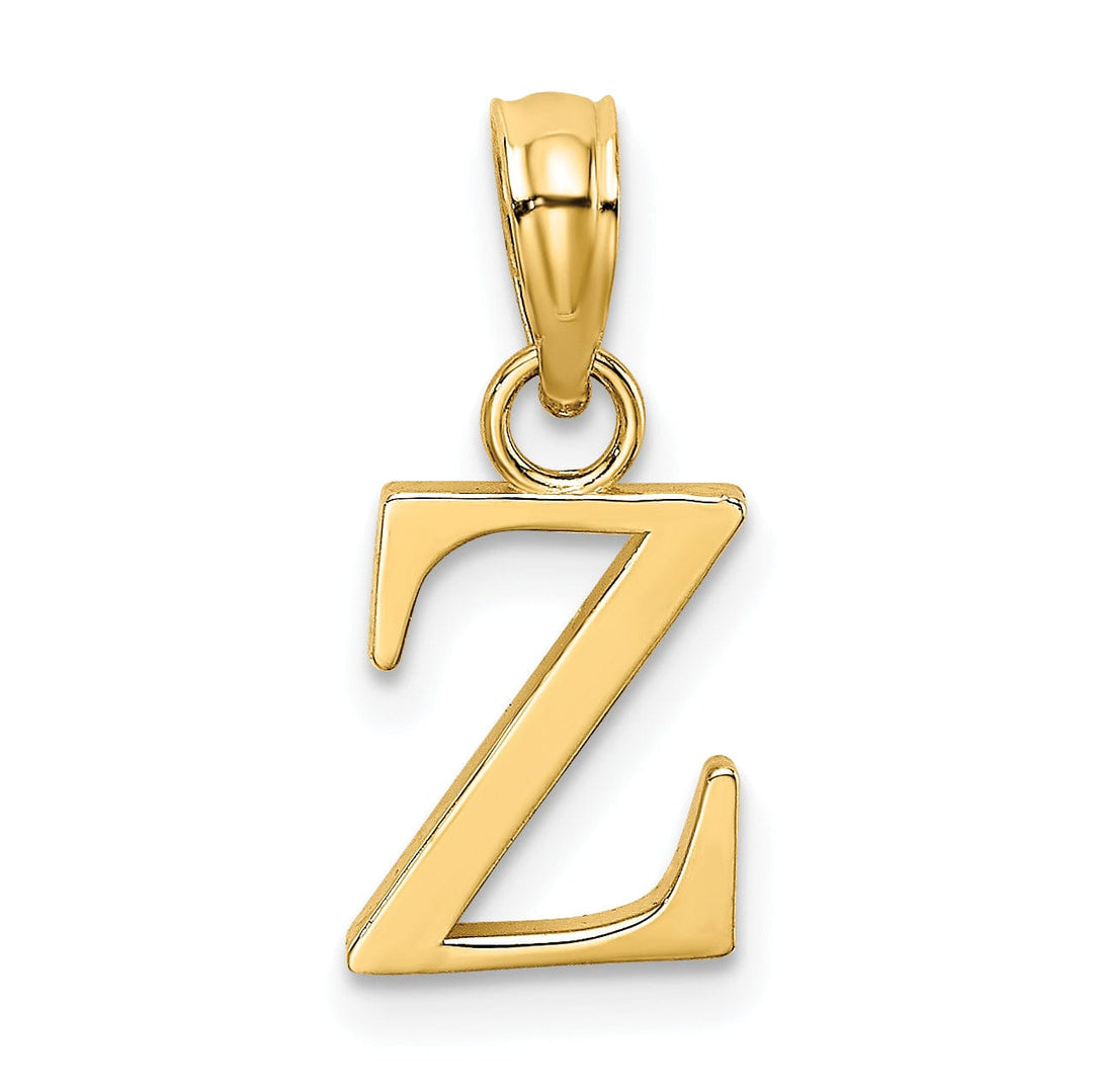 14K Yellow Gold Block Design Small Letter Z Initial Charm Pendant