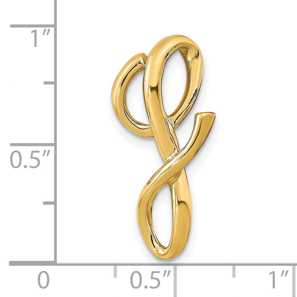14k Yellow Gold Script Design Large Letter G Initial Slide Pendant