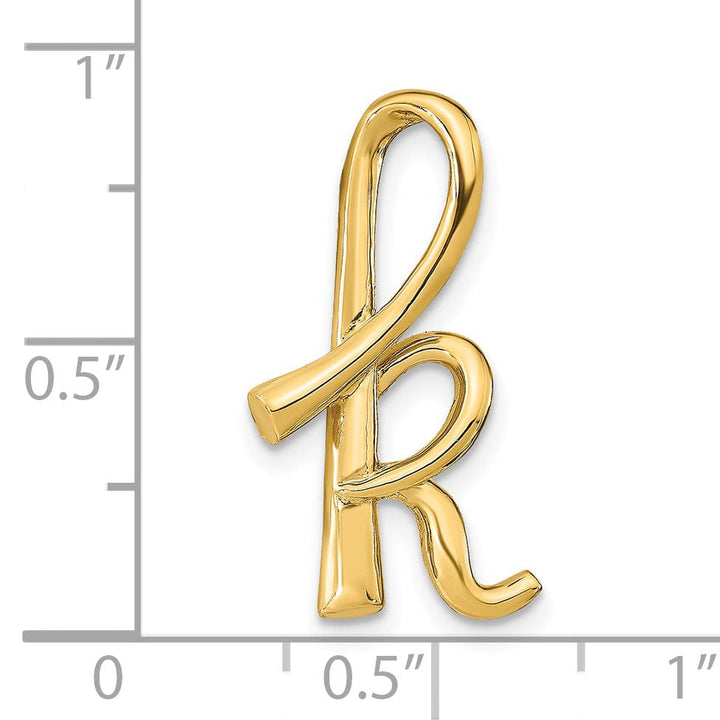 14k Yellow Gold Script Design Large Letter K Initial Slide Pendant