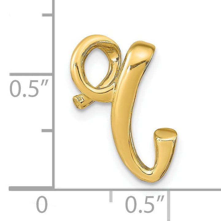 14k Yellow Gold Script Design Large Letter R Initial Slide Pendant