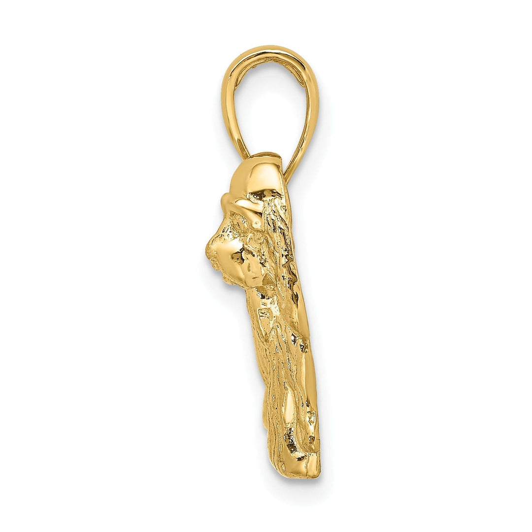 14k Yellow Gold Open Back Textured Polished Finish Cocker Spaniel Dog Charm Pendant