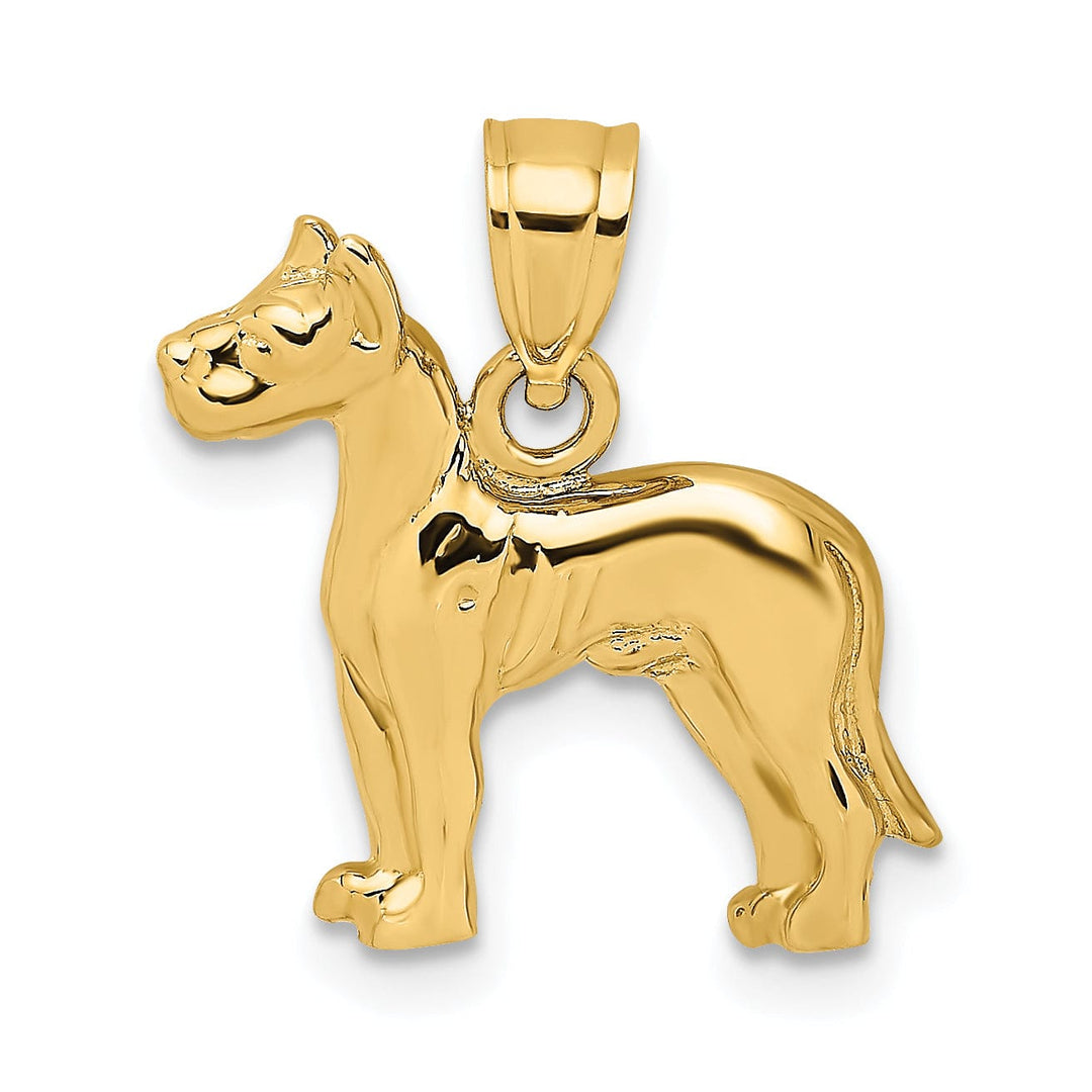 14k Yellow Gold Polished Finish Great Dane Dog Charm Pendant