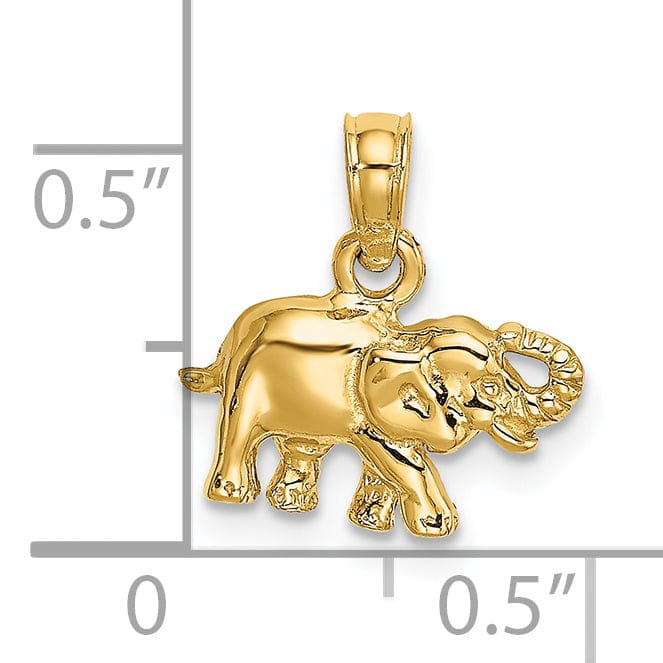 14K Yellow Gold Polished Finish Small Elephant Charm Pendant