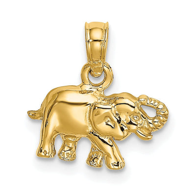 14K Yellow Gold Polished Finish Small Elephant Charm Pendant