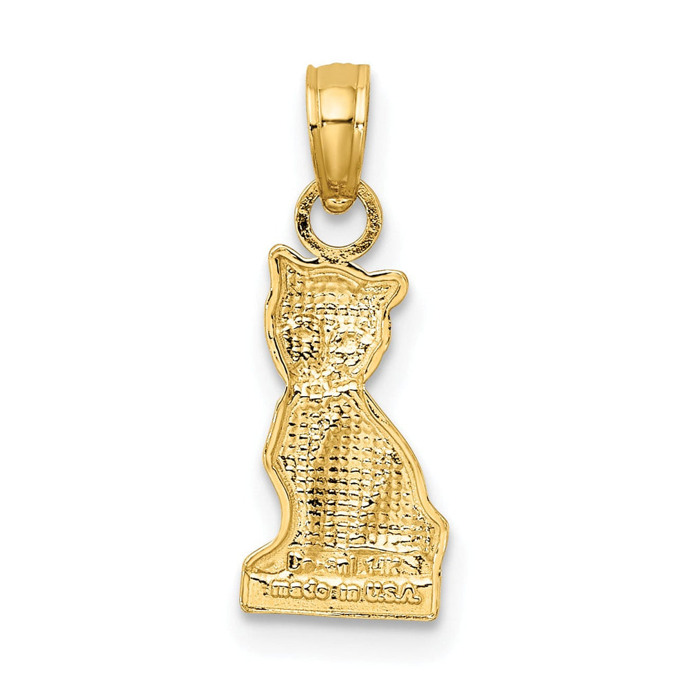 14K Yellow Gold Mini Polished Finish Sitting Cat Charm Pendant