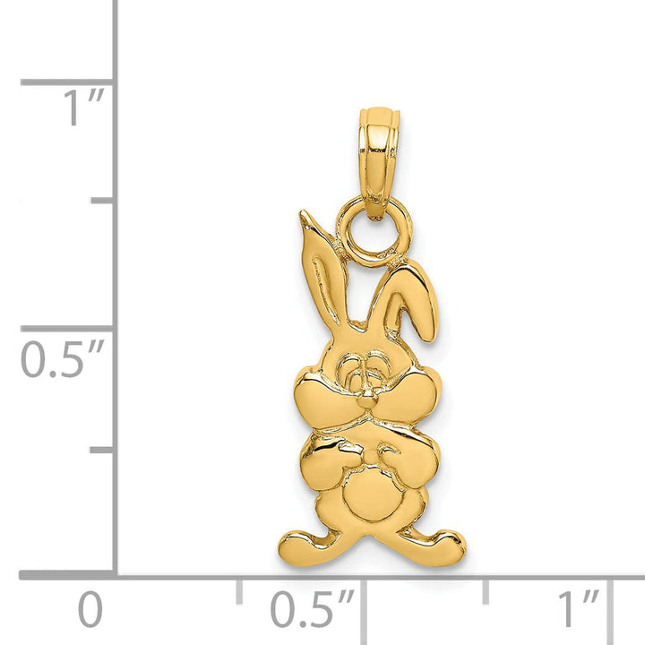 14K Yellow Gold Textured Polished Finish Rabbit Charm Pendant