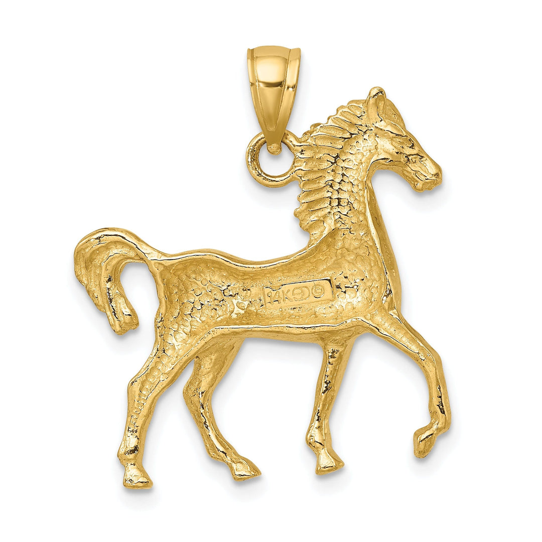 14K Yellow Gold Polished Finish Walking Horse Charm Pendant
