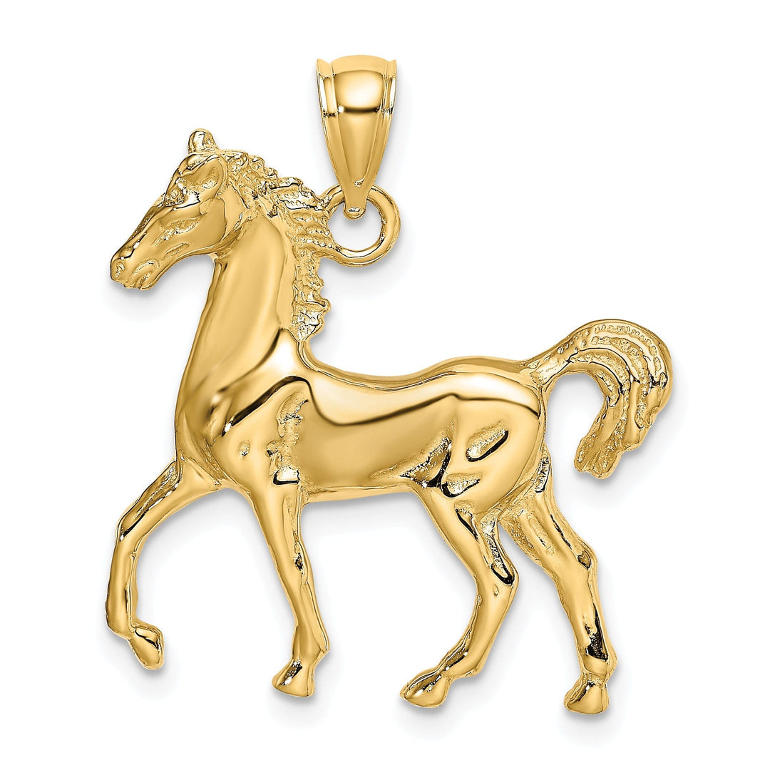 14K Yellow Gold Polished Finish Walking Horse Charm Pendant