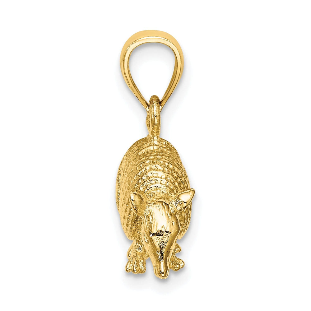 14K Yellow Gold Textured Polished Finish 3-Dimentional Armadillo Charm Pendant