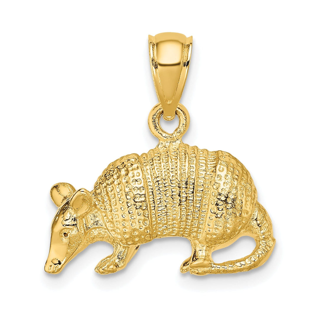 14K Yellow Gold Textured Polished Finish 3-Dimentional Armadillo Charm Pendant