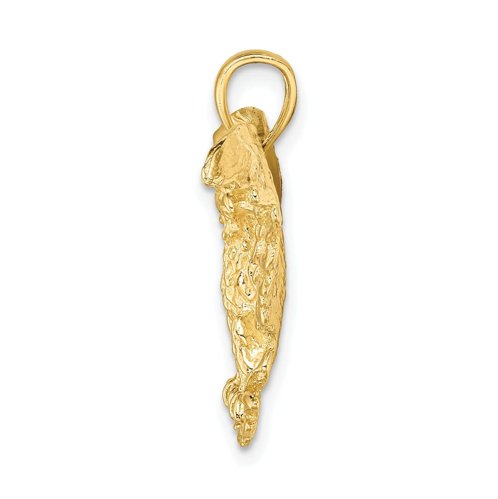 14K Yellow Gold Textured Polished Finish Open Back Eagle Wings Spread Open Holding Branch Design Charm Pendant