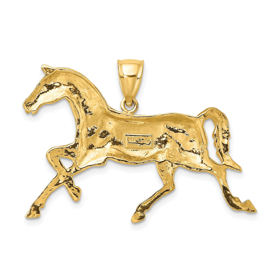 14K Yellow Gold Open Back Polished Finish Horse Charm Pendant