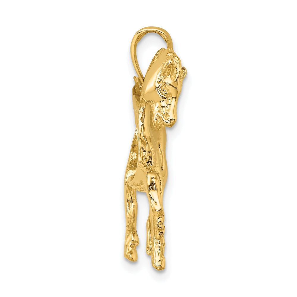 14K Yellow Gold Open Back Solid Polished Finish Horse Charm Pendant