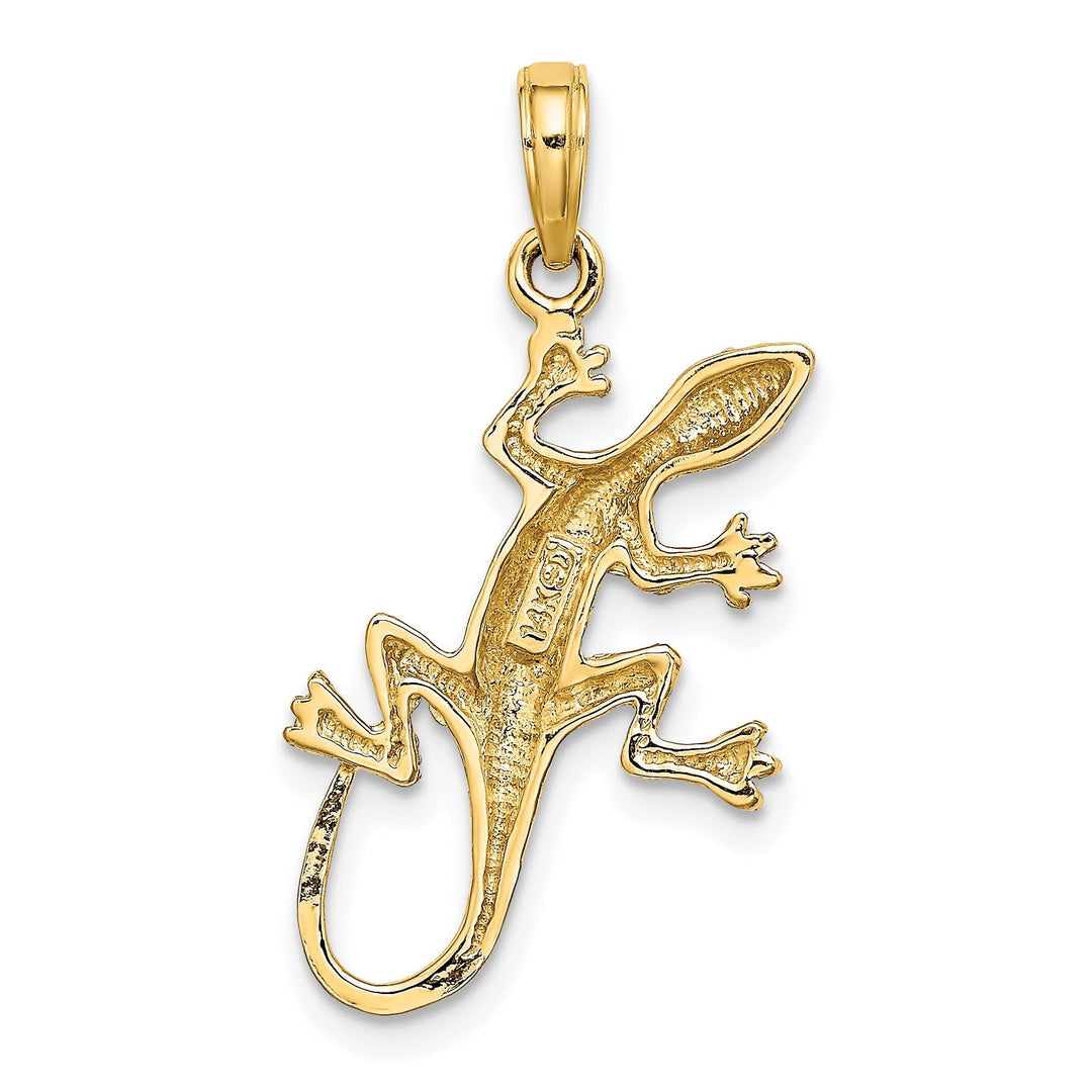 14K Yellow Gold Polished Finish 2-Dimensional Gecko Charm Pendant