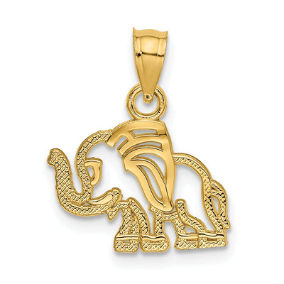 14K Yellow Gold Polished Finish Flat Cut Out Design Elephant Charm Pendant