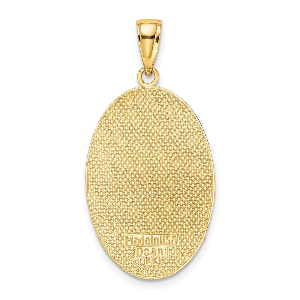 14K Yellow Gold Solid Polished Finish Oval Shape Design Engraveable Center Pendant