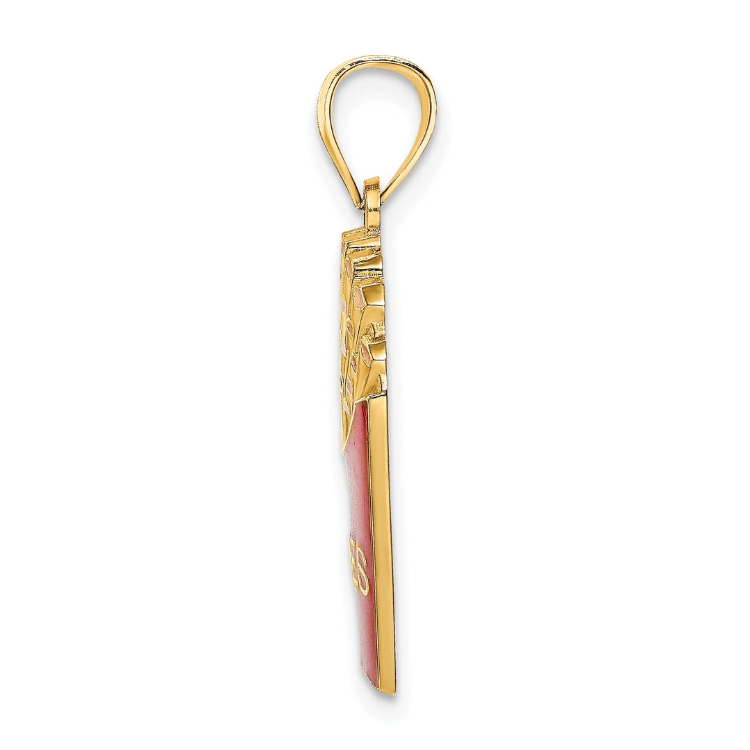 14K Yellow Gold Polished Textured Red, Yellow Enamel Finish French Fries Charm Pendant