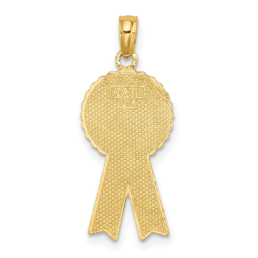 14k Yellow Gold 1st Place Ribbon Charm Pendant