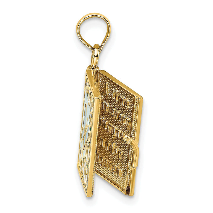 14K Yellow Gold Moveable Pages 3-D Ecclesiastes Book Bible Pendant